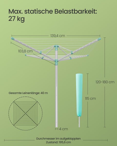 Zahradní sušák na prádlo LLR303EZ01