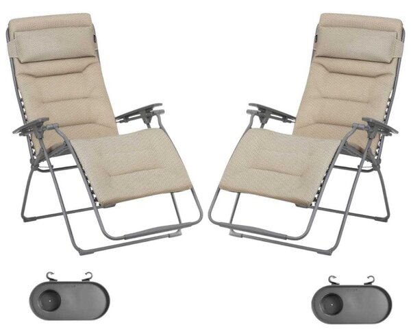 Zvýhodněná sada: 2× Relaxační křeslo Lafuma FUTURA XL BeComfort hnědá Moka + 2× držák nápojů ZDARMA