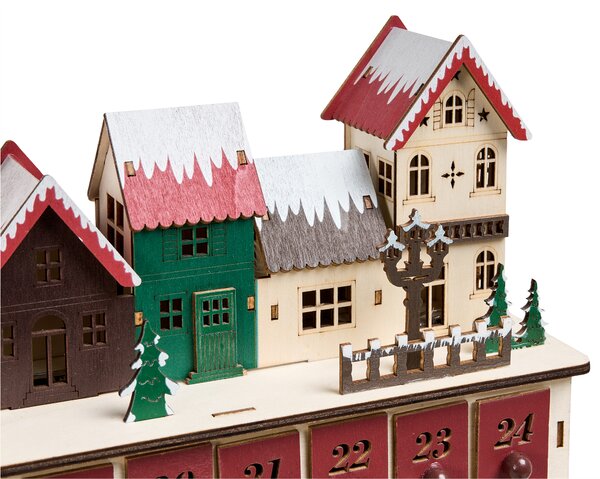 Vánoční dekorace LED ASPERN 18 cm Adventní kalendář Červená