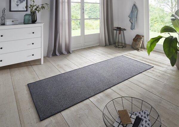 BT Carpet, Kusový koberec Bouclé 104435 Anthracite, 67x200, šedá, chodba / předsíň