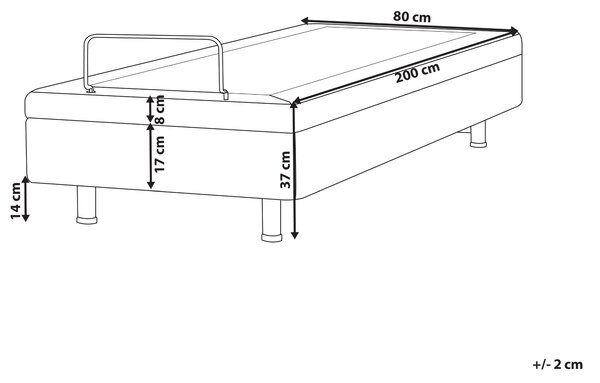 Polohovací postel bez čela Tkanina DUKE 80 x 200 cm Tmavě šedá