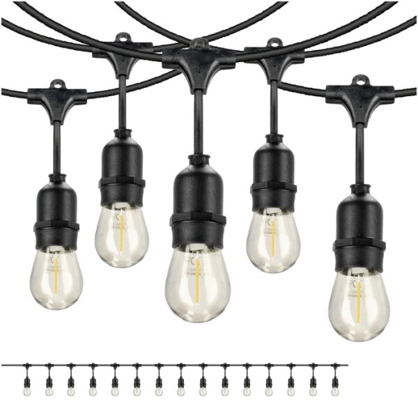 LED Venkovní dekorační řetěz BAJA ST64 15xE27/1W/230V 15,9m IP44 teplá bílá
