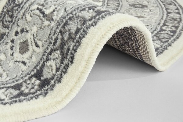 Hanse Home, Kruhový koberec Mirkan 104107 Cream/Grey, 160x160 (průměr) kruh, šedá, chodba / předsíň