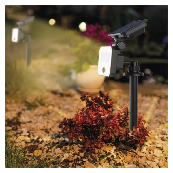 LED Solární reflektor se senzorem pohybu SPILO LED/3,7V 3600mAh 3000K IP54 + DO