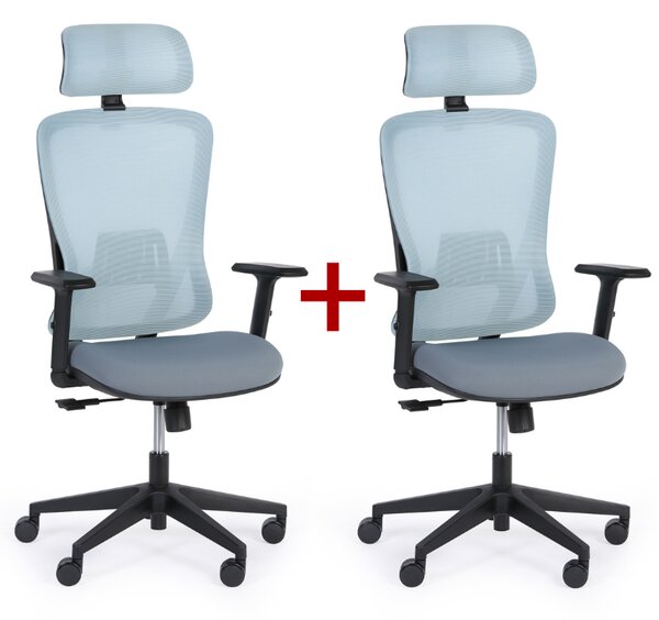 Kancelářská židle MARCO 1+1 ZDARMA, modrá/šedá