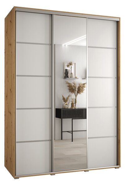 - Šatní skříň ASIRI 5 - 170/45 cm, dub artisan / bílá / stříbrná