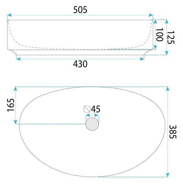 Rea Sabina 50, umyvadlo na desku 500x385x120 mm, bílá lesklá, REA-U6364