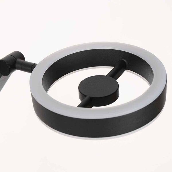Steinhauer LED stolní lampa Ringlux, černá, kov, nastavitelná, stmívatelný, Černá, Obývací pokoj / jídelna, kov, Moderní