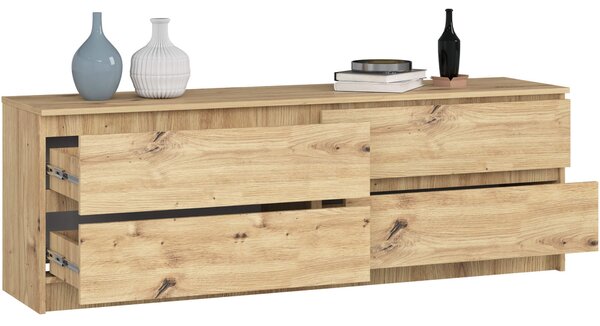 Ak furniture Komoda Kuba 160 cm 4 šuplíky dub artisan
