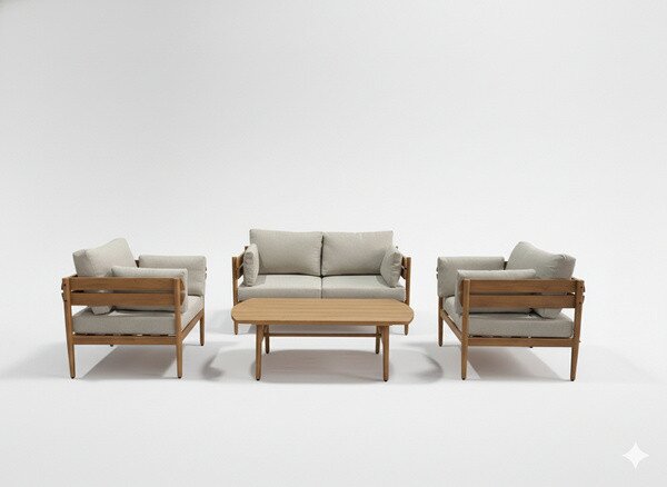 Set zahradního nábytku PODGORICA hnědý / béžový ALM8208