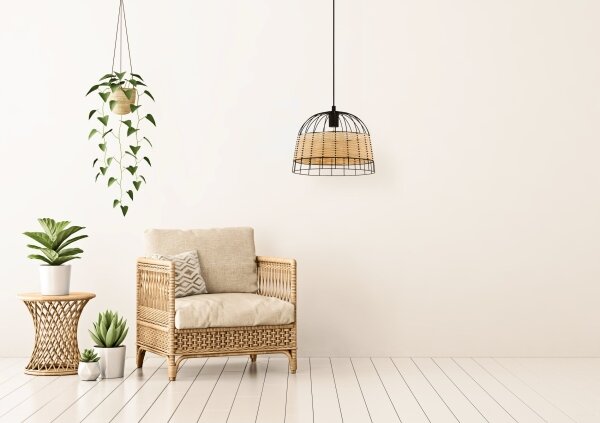Eglo 55709 - Lustr na lanku ANWICK 1xE27/40W/230V ratan