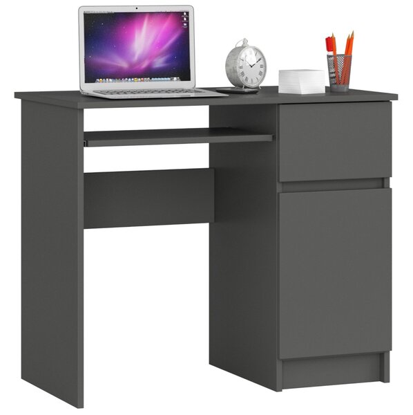 Ak furniture Psací stůl PIKSEL 90 cm grafitově šedý pravý