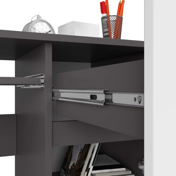 Ak furniture Psací stůl PIKSEL 90 cm grafitově šedý/bílý pravý