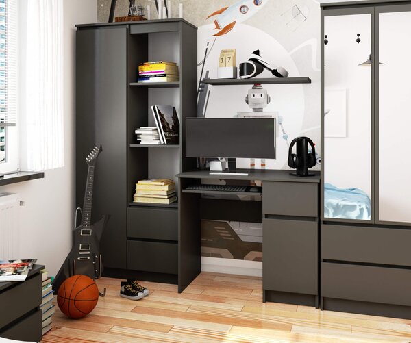 Ak furniture Psací stůl PIKSEL 90 cm grafitově šedý pravý
