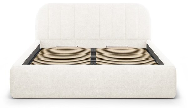Slonovinová čalouněná dvoulůžková postel s úložným prostorem s roštem 180x200 cm Juno – Windsor & Co Sofas