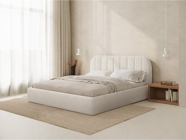 Slonovinová čalouněná dvoulůžková postel s úložným prostorem s roštem 180x200 cm Juno – Windsor & Co Sofas
