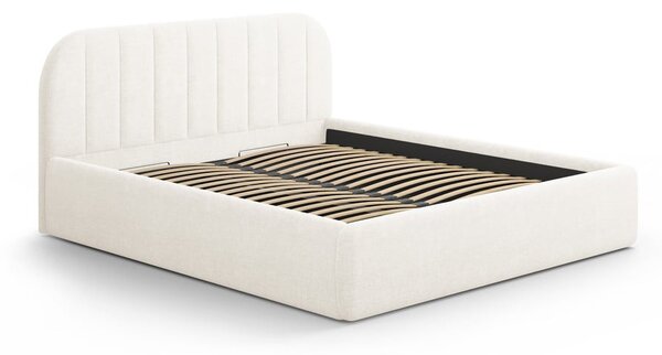 Slonovinová čalouněná dvoulůžková postel s úložným prostorem s roštem 180x200 cm Juno – Windsor & Co Sofas