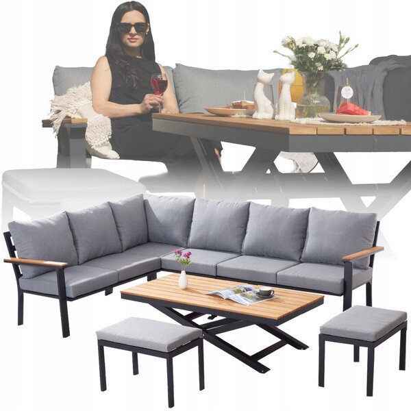 Set zahradního nábytku RIVIERA antracitový / šedý TEK0411