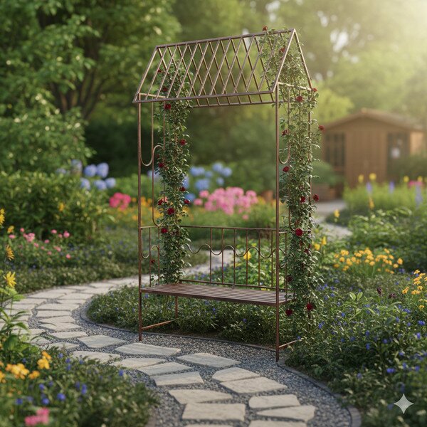 Zahradní pergola s lavicí WILLOW hnědá GOM1456
