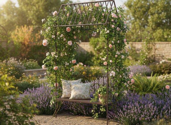 Zahradní pergola s lavicí WILLOW hnědá GOM1456
