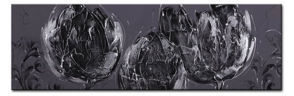 Obraz MIDNIGHT TULIPS - ručně malovaný 50x150cm