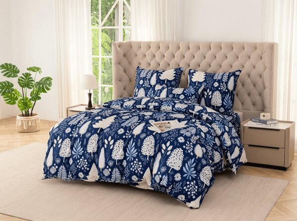 Povlečení z mikrovlákna INDIGO BLOOM modré Rozměr povlečení: 2 ks 70 x 90 cm | 200 x 220 cm
