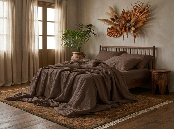 Mušelínové povlečení MUSSARI tmavě hnědé Rozměr povlečení: 2 ks 70 x 90 cm | 200 x 220 cm