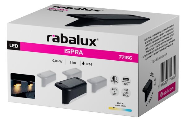 Rabalux ISPRA LED solární lampa 77166, set 4ks