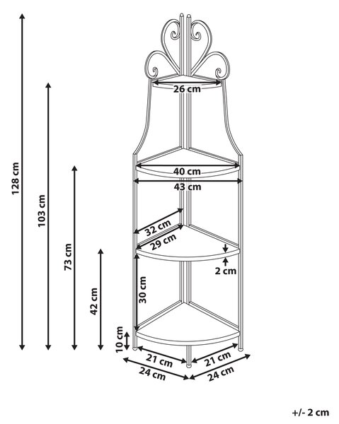 Regál s policemi FAVARA Kov 128 cm 43 cm Černá