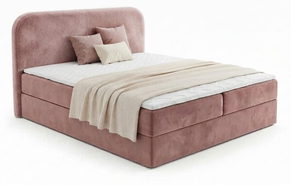 Čalouněná postel boxspring FORENA 160x200 cm starorůžová Matrace: Matrace Bonell pružinová