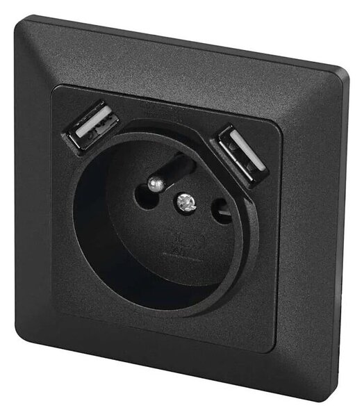 Zásuvka domovní s USB 250V/16A antracit
