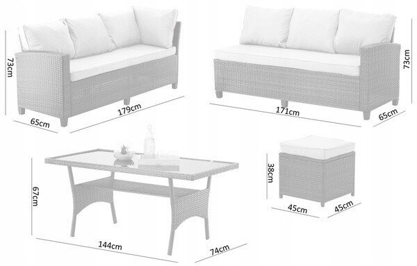 Set zahradního nábytku CESME hnědý ABI3517