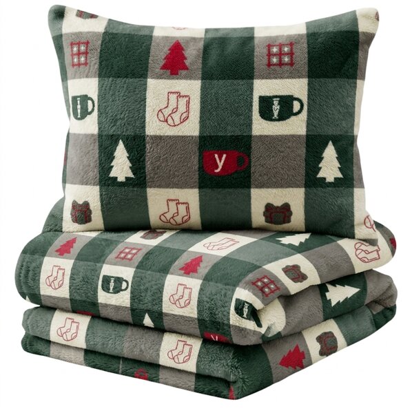 Mikroplyšové povlečení CHRISTMAS SOCKS zelené Rozměr povlečení: 70 x 90 cm | 140 x 220 cm