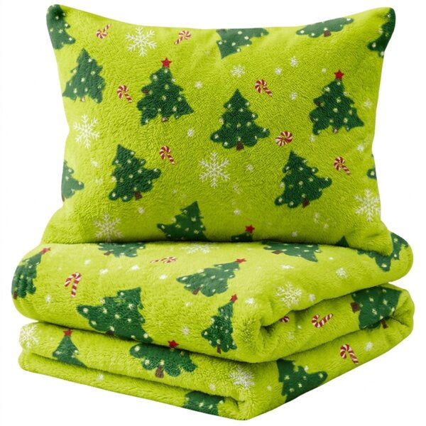 Mikroplyšové povlečení CHRISTMAS TREE zelené Rozměr povlečení: 70 x 90 cm | 140 x 220 cm
