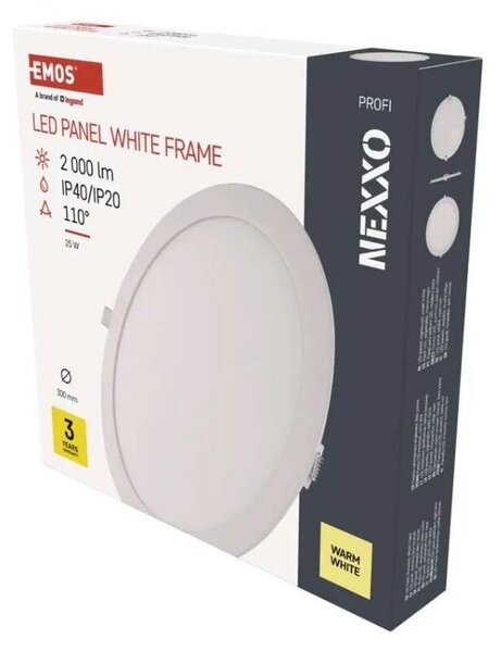 EMOS ZD1154 NEXXO - Podhledový LED panel, 25W, 2000lm, 3000K, IP40/IP20, Ø 30cm (Vestavné svítidlo do sádrokartonu)