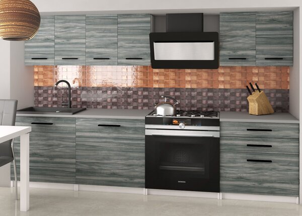 Kuchyňská linka Belini 180 cm šedý antracit Glamour Wood s pracovní deskou Sonik2