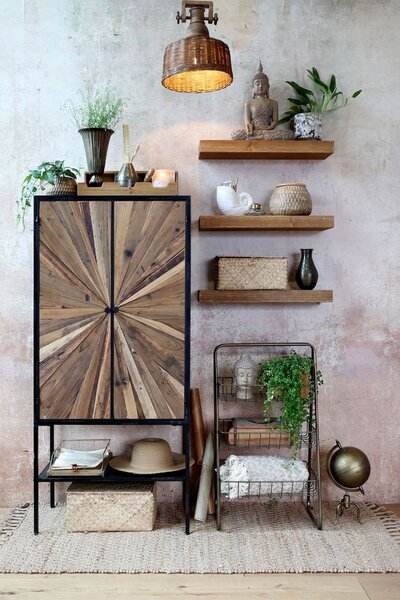 Hnědá antik dřevěná nástěnná polička Sven - 60*18*5 cm - Chic Antique