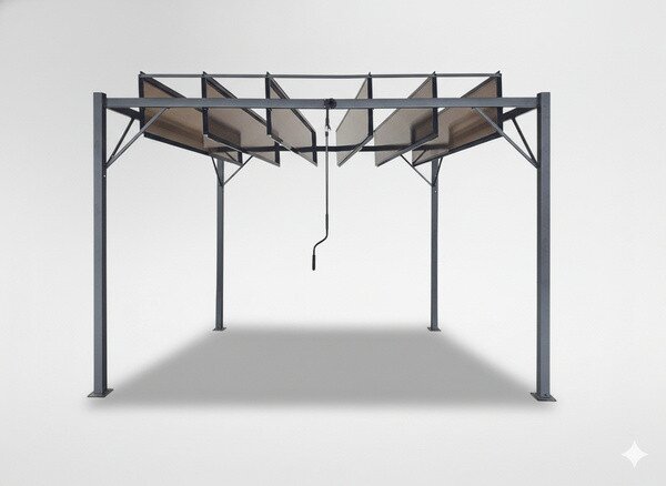 Zahradní pergola TURAN šedá / hnědá TUN4016 - 300x300x220 cm