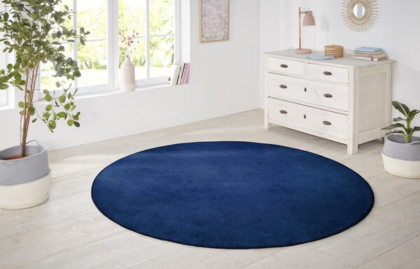 Hanse Home, Kusový koberec Nasty 104447 Darkblue kruh, 200x200 (průměr) kruh, modrá, chodba / předsíň