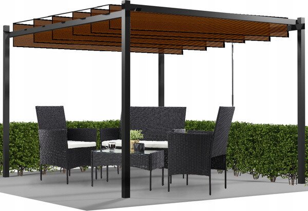 Zahradní pergola TURAN šedá / hnědá TUN4016 - 300x300x220 cm