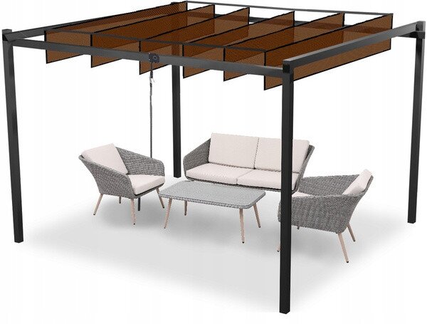 Zahradní pergola TURAN šedá / hnědá TUN4016 - 300x300x220 cm