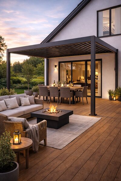 Zahradní pergola VISTA s LED osvětlením šedá VIN0623 - 300x300x250 cm