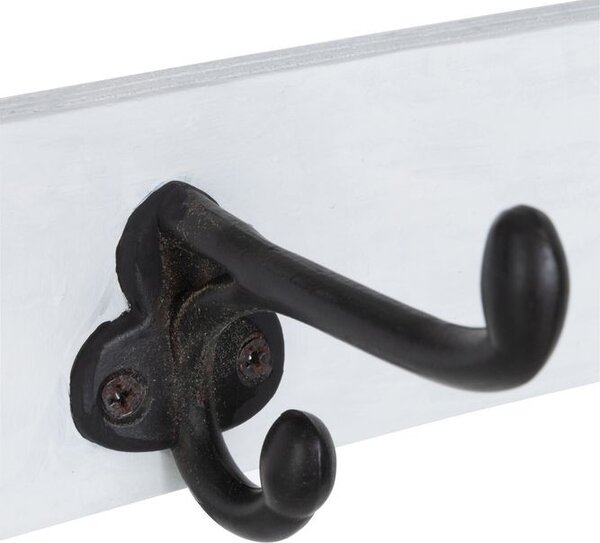Bílý nástěnný věšák ve tvaru lyže s 5ti háčky - 102*10*6 cm - J-Line by Jolipa