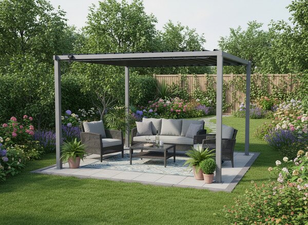 Zahradní pergola DACHE šedá TUN5122 - 300x300x220 cm