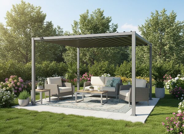 Zahradní pergola DACHE šedá TUN5122 - 300x300x220 cm