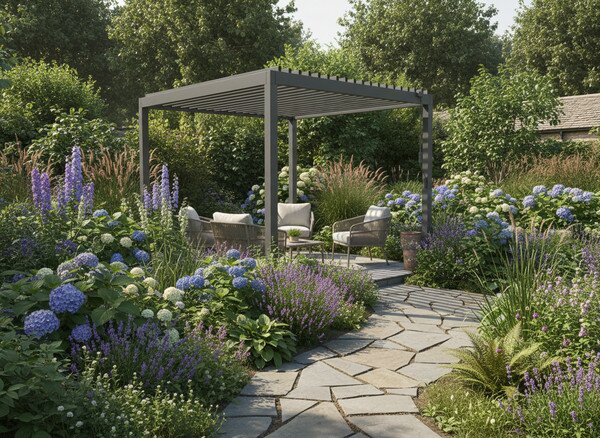 Zahradní pergola VISTA s LED osvětlením šedá VIN0623 - 300x300x250 cm