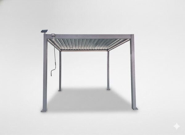 Zahradní pergola FREDE s LED osvětlením šedá GOL0555 - 300x300x250 cm