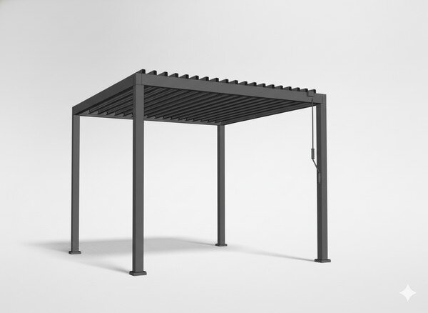 Zahradní pergola VISTA s LED osvětlením šedá VIN0623 - 300x300x250 cm