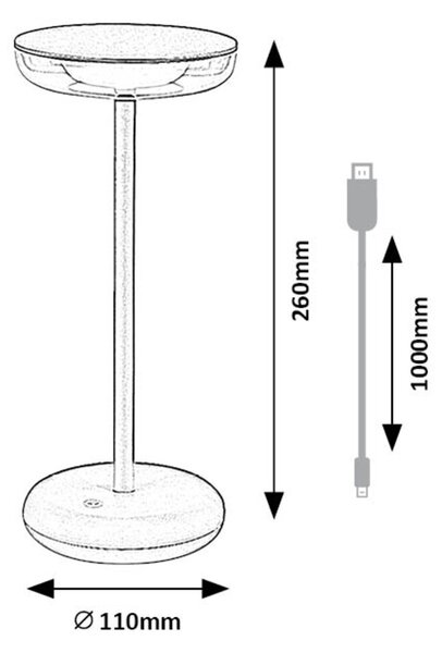 Rabalux KONIN LED stmívatelná nabíjecí venkovní lampička 6W/5V IP44 1800 mAh hnědá