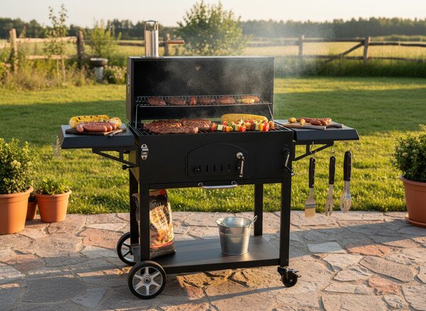 Zahradní gril VULCANO černý BBQ5221
